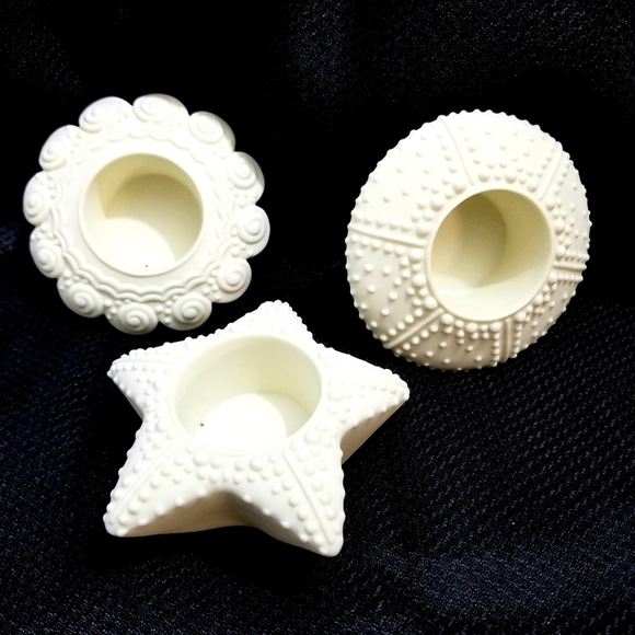 Partylite "Sea Drifters" Bisque Porcelain Votive Shell Starfish Candle Holders - Picture 1 of 9
